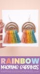 Macrame Earrings - Wood Rainbow Earrings pin