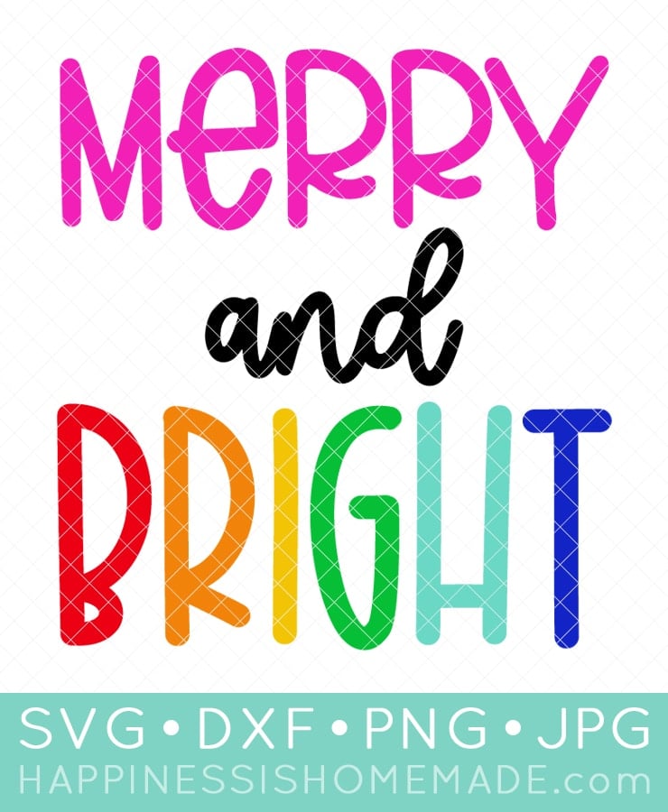 merry and bright colorful svg file