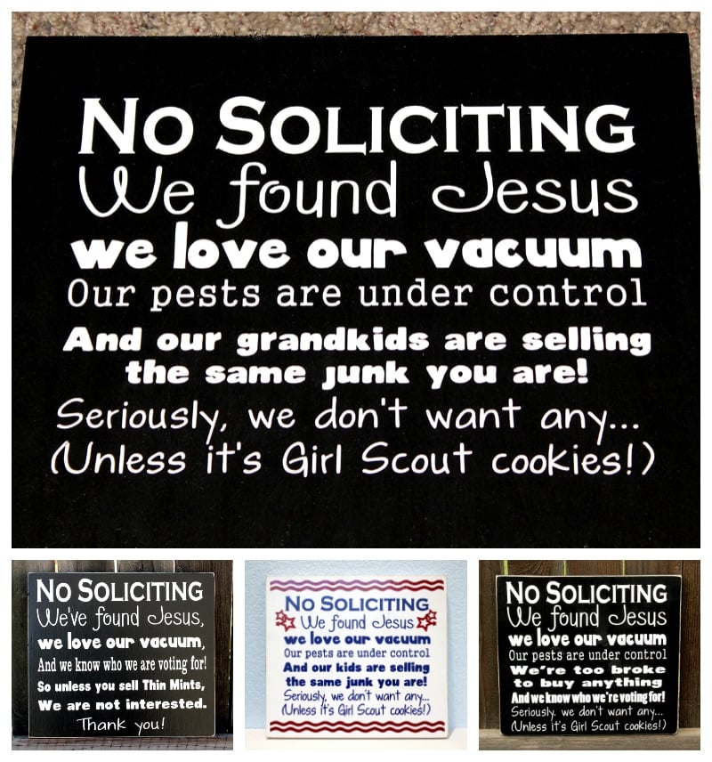 no soliciting signs collage image
