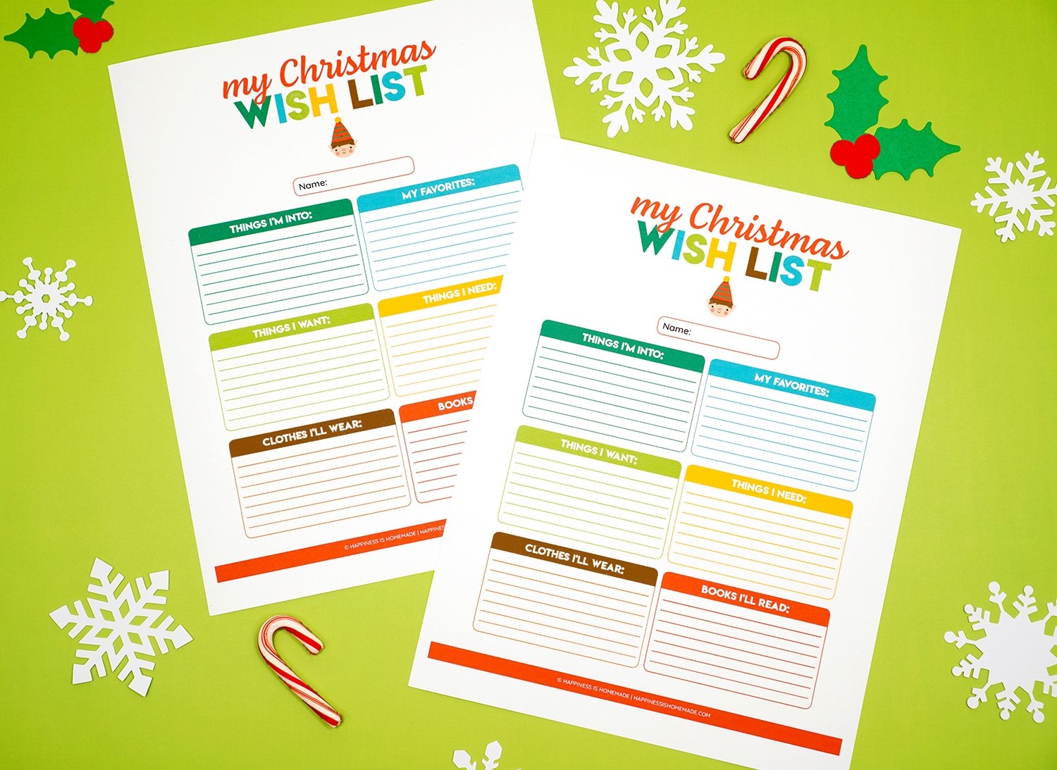 free printable christmas wish list for kids or adults with decorations