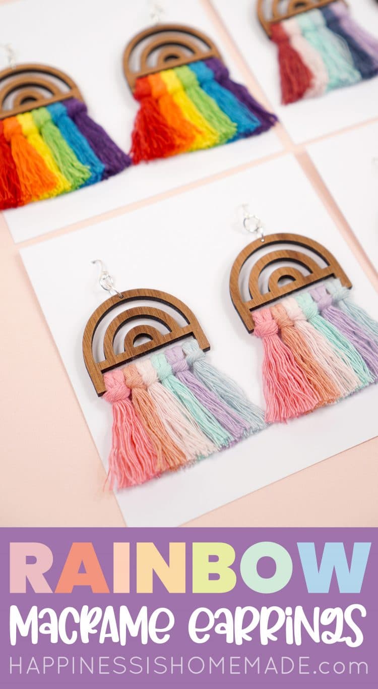 DIY Rainbow Macramé Earrings - Happiness is Homemade