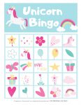 Printable Unicorn Bingo Card - single card graphic