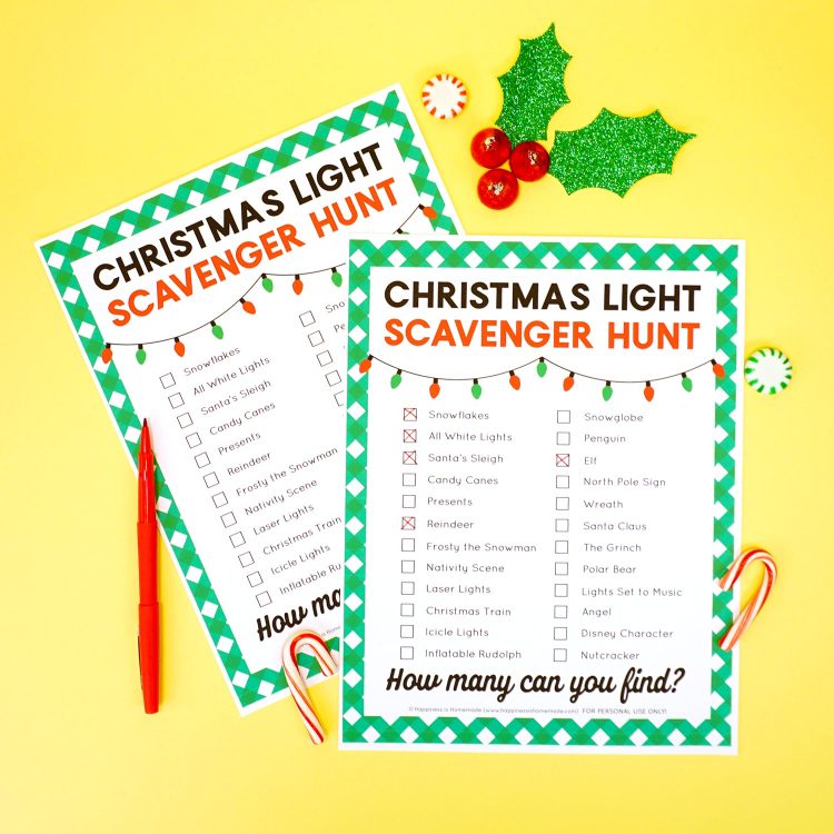 christmas light printable scavenger hunt activity 