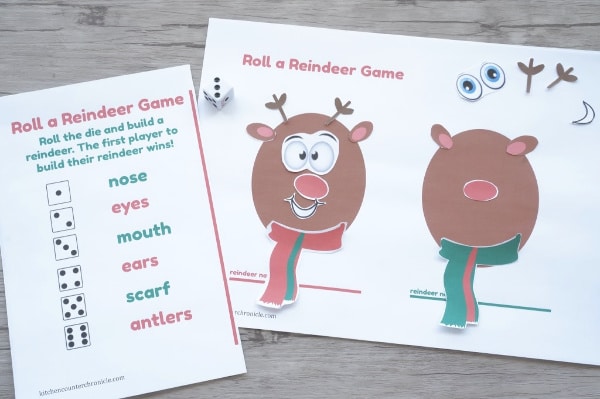 roll a reindeer printable game for kids