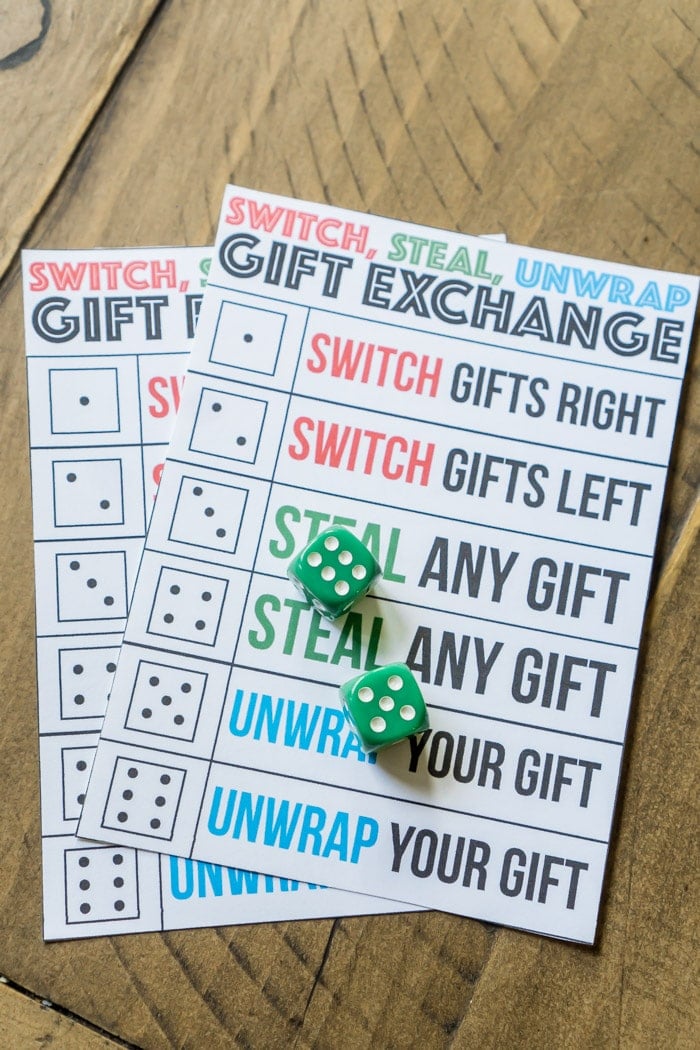 switch steal unwrap printable christmas dice game