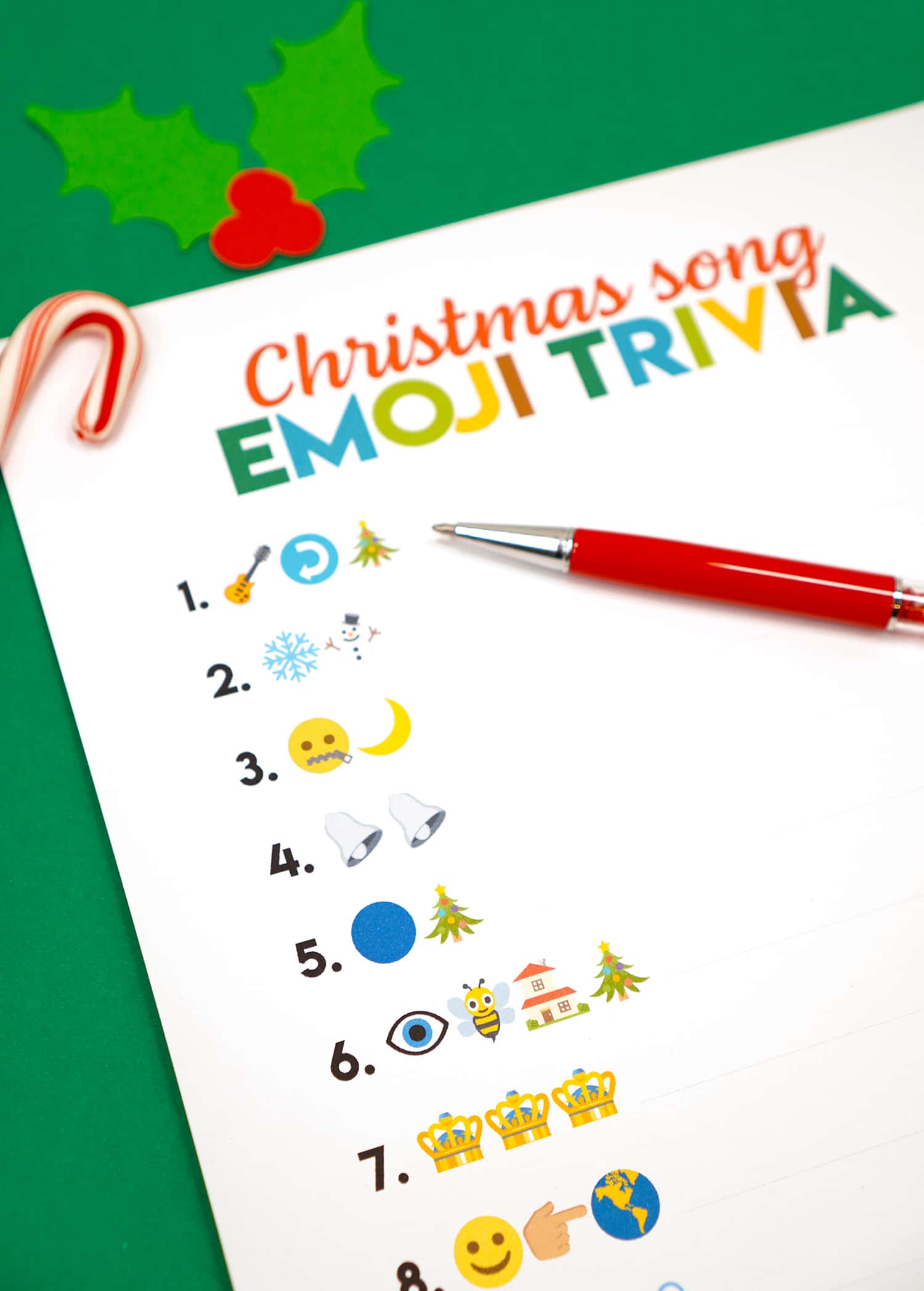 christmas song emoji trivia printable game