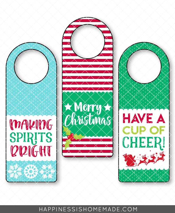 printable christmas wine bottle gift tag set