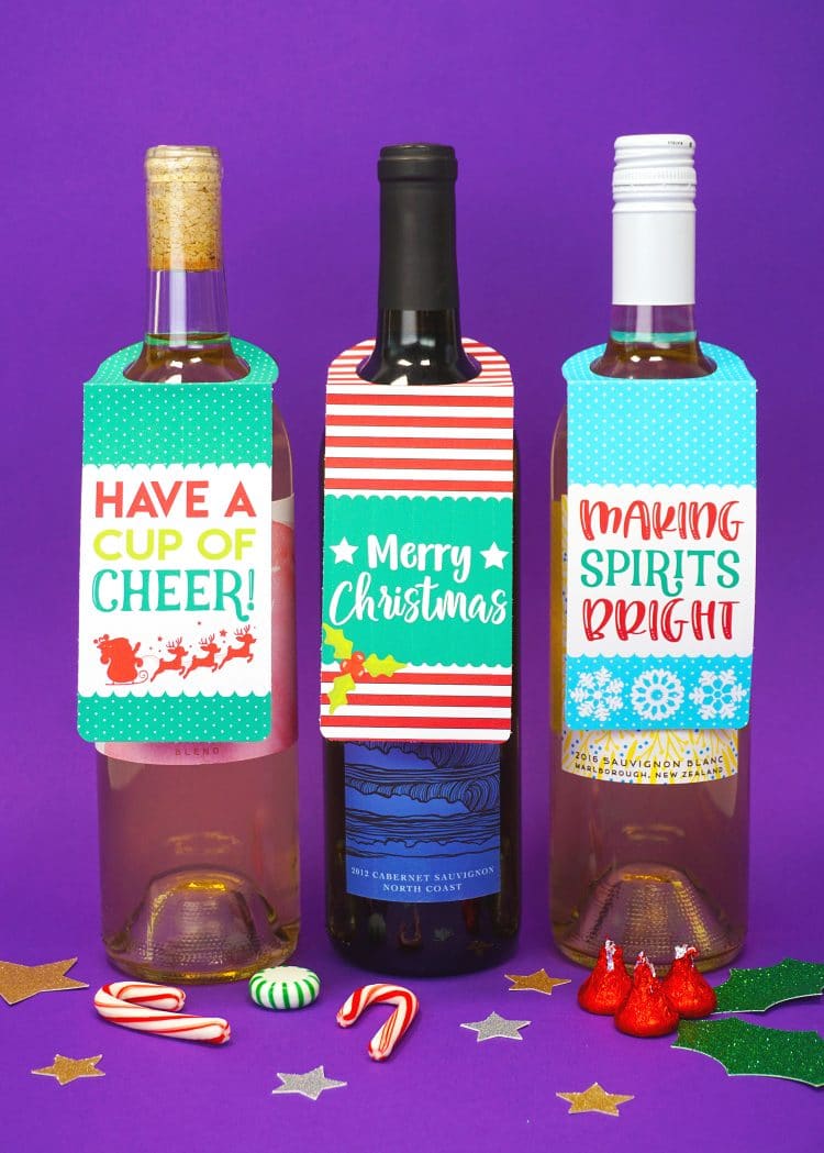 Free Christmas Wine Bottle Gift Tags Printable Happiness is Homemade