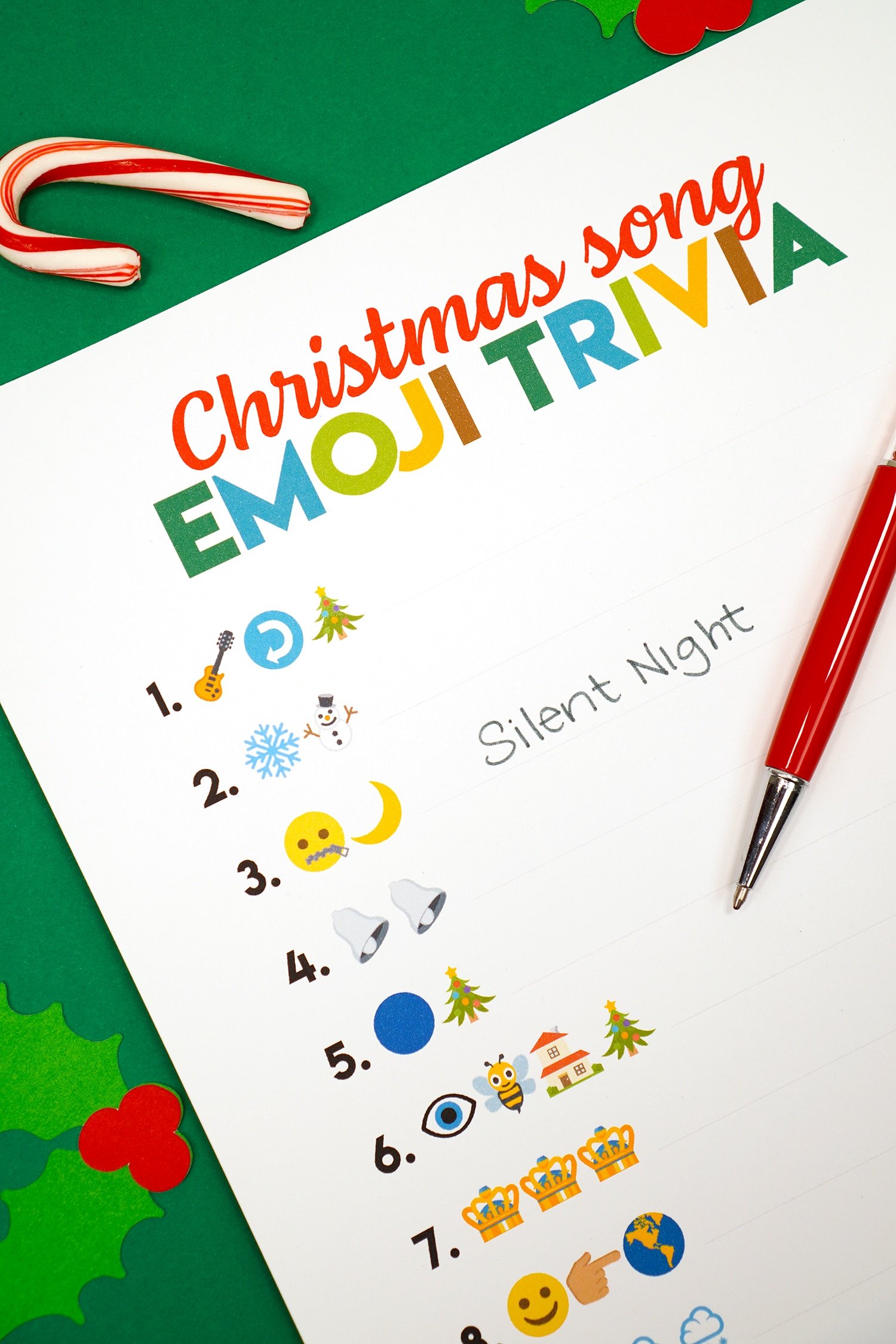 christmas song emoji trivia printable game