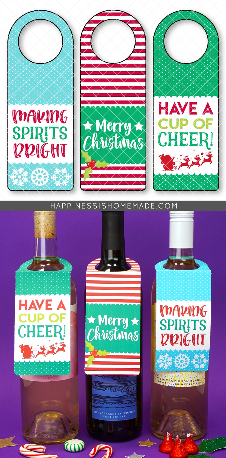 Free printable christmas wine bottle tags and alcohol gift tags