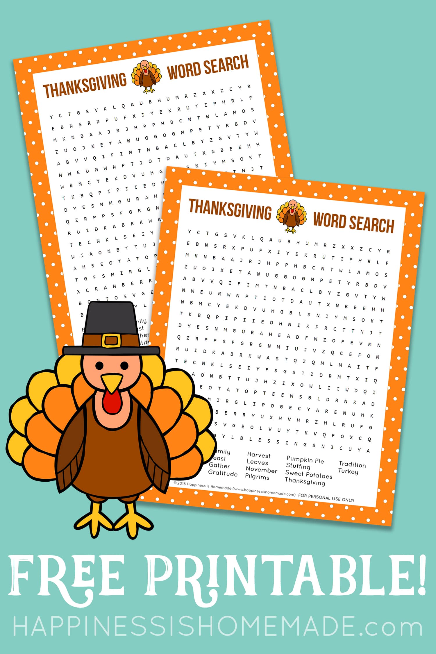 Thanksgiving Word Search Printable