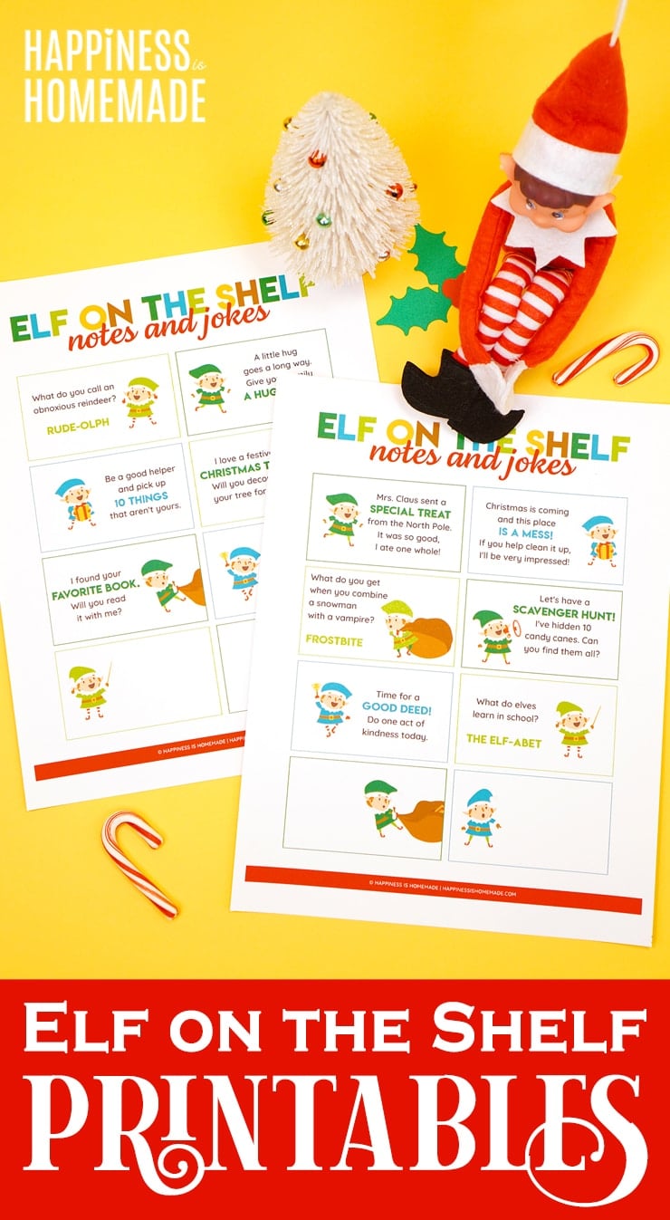 elf on the shelf printable notes and jokes with elf