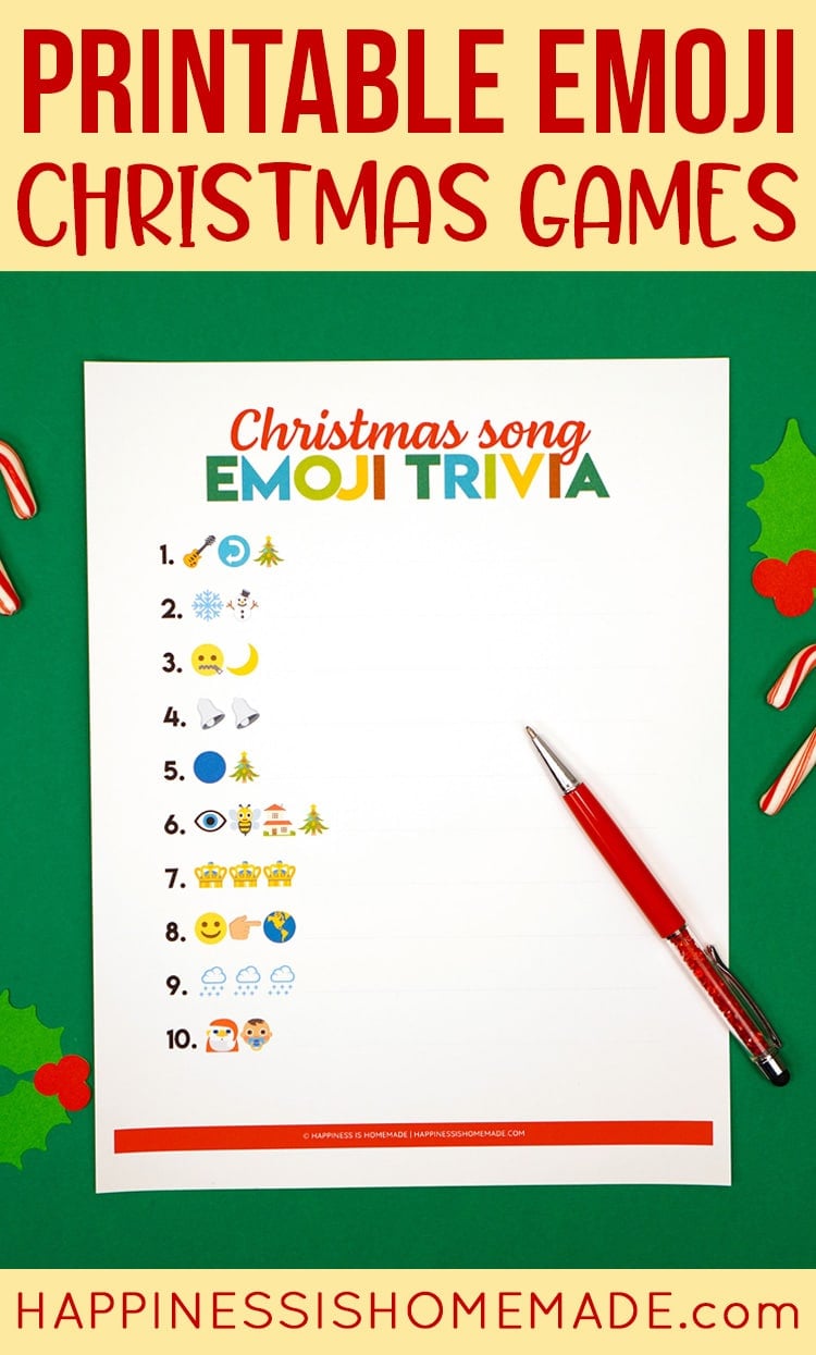 Printable Emoji Christmas Songs Game Happiness is Homemade