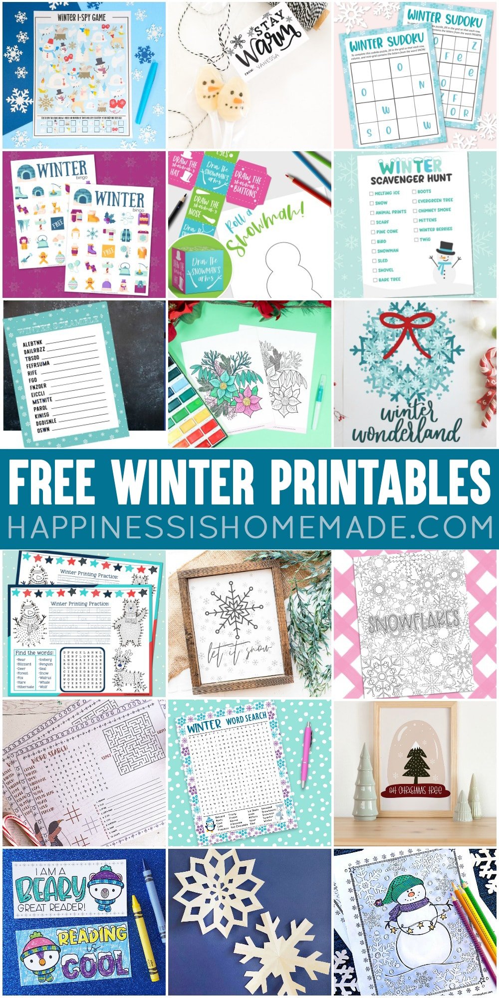 free winter printables collection pin graphic