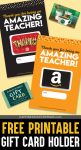 thank you for being an amazing teacher printable gift tags with gift card