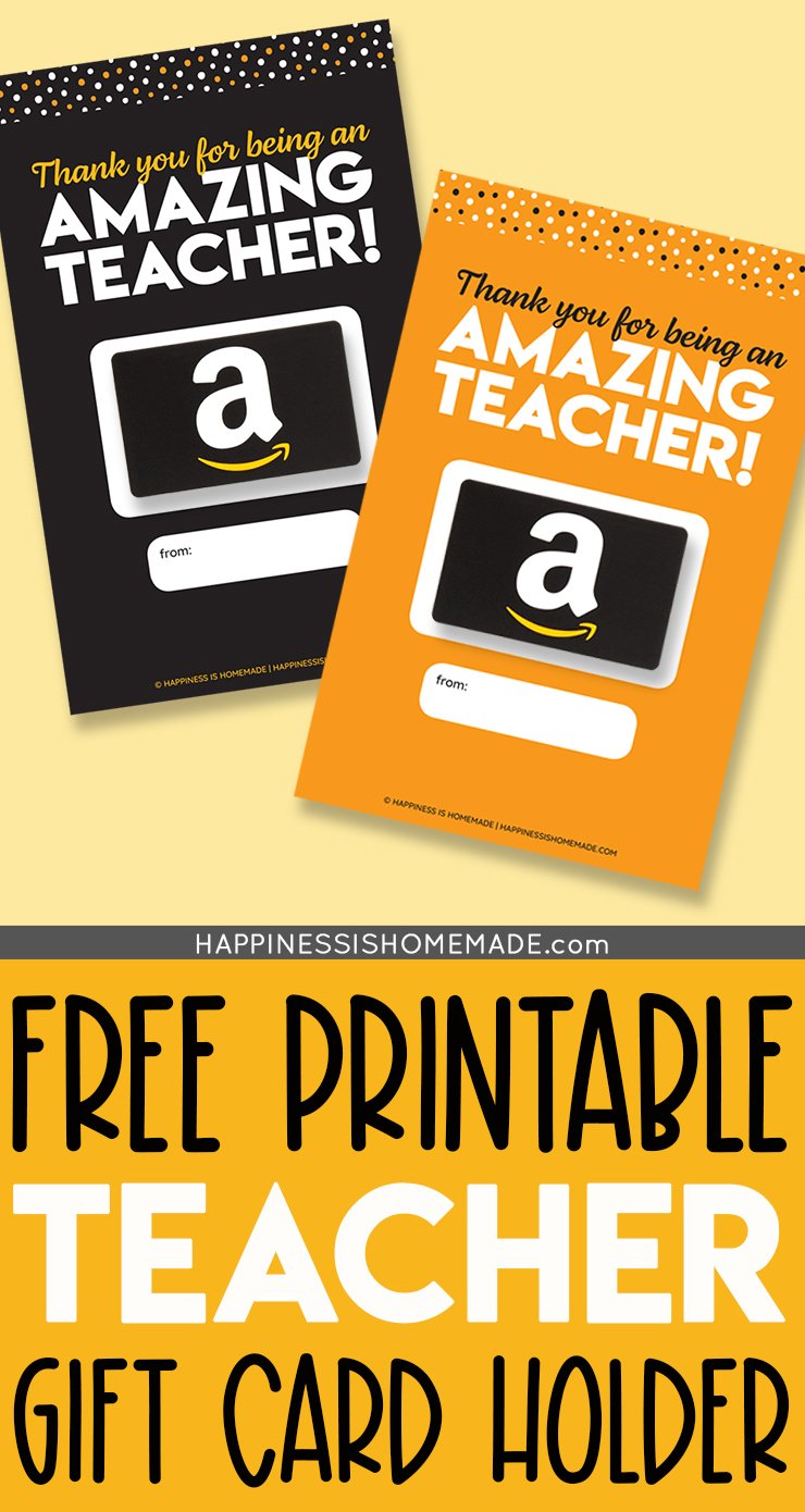free thank you for being an amazing teacher printable gift tags with gift card