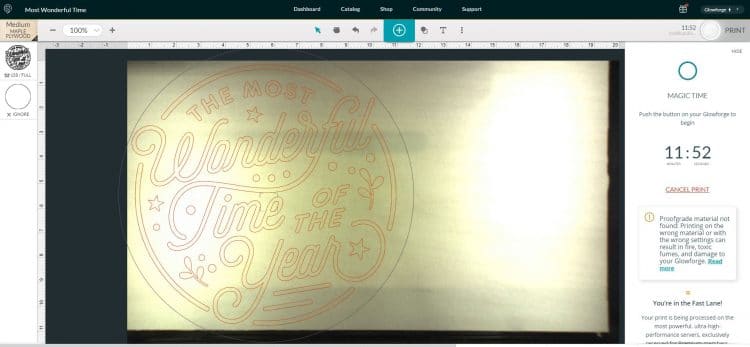 Screenshot of Glowforge App Software