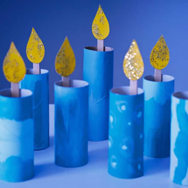 hanukkah craft idea toilet paper tubes painted as candles