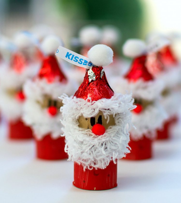 santa craft made from wine corks and hershey kisses