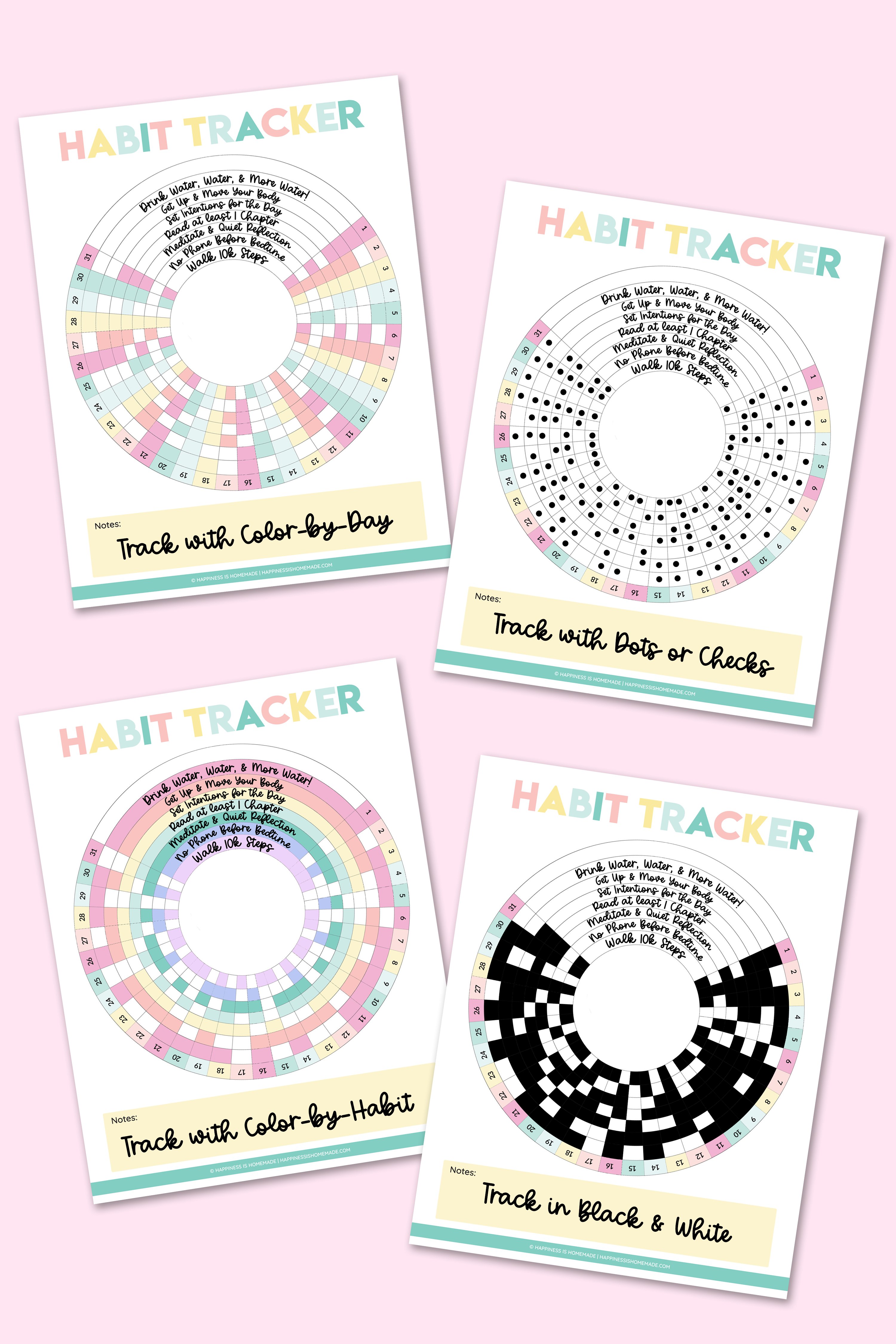 Free Printable Circle Habit Tracker Template - My Cup Runs Over