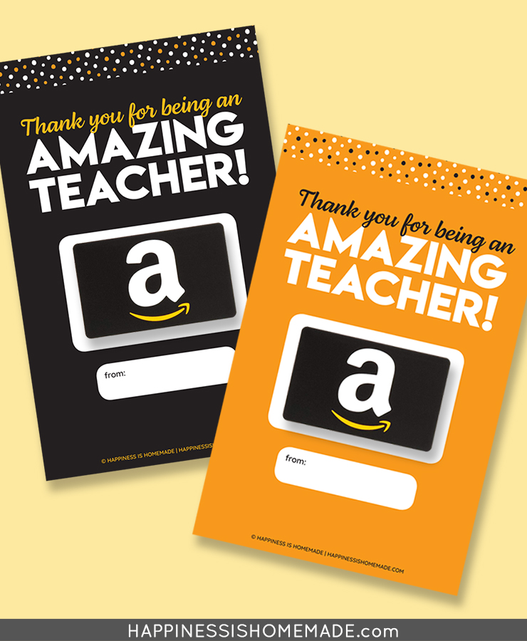 thank you for being an amazing teacher printable gift tags with gift card