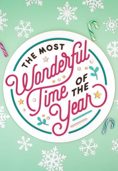 "The Most Wonderful Time of the Year" Laser Cut Wood Sign on mint green background