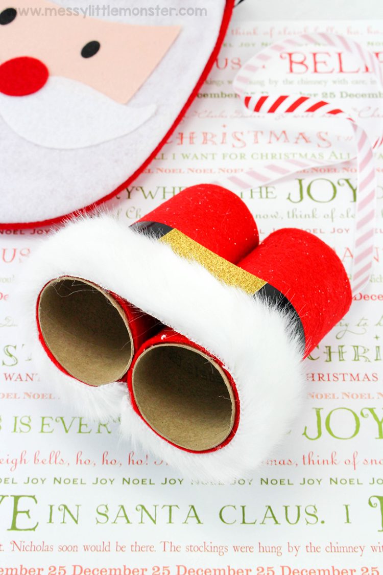 christmas craft for kids, santa binoculars