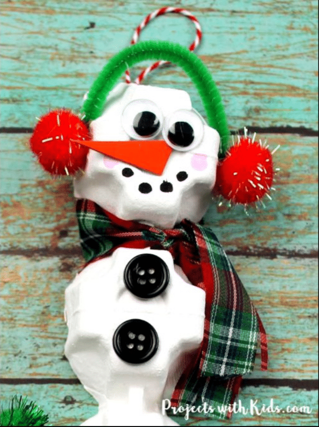 snowmen made from egg cartons