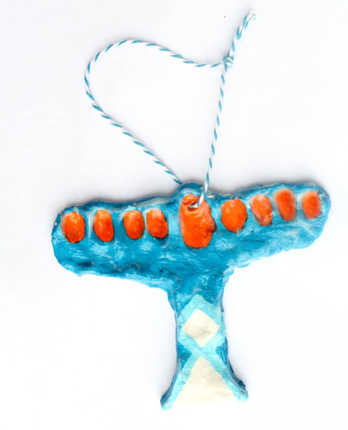 fingerprints made into a hanging menorah keepsake