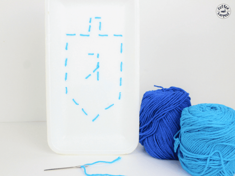 hanukkah sewing craft template and yarn