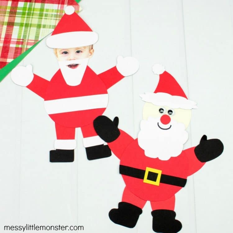 mix and match paper santa craft with childs face 