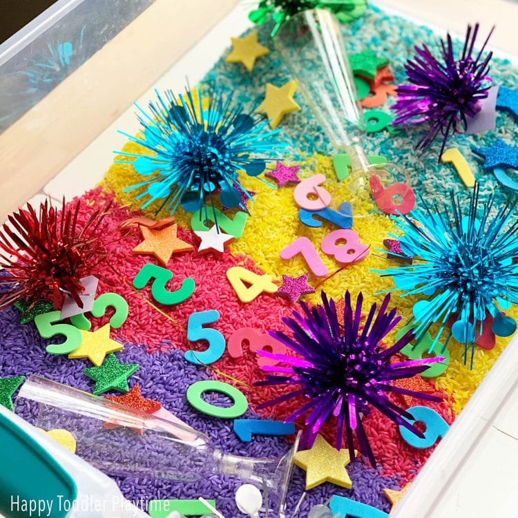 new years eve sensory bin for little kids