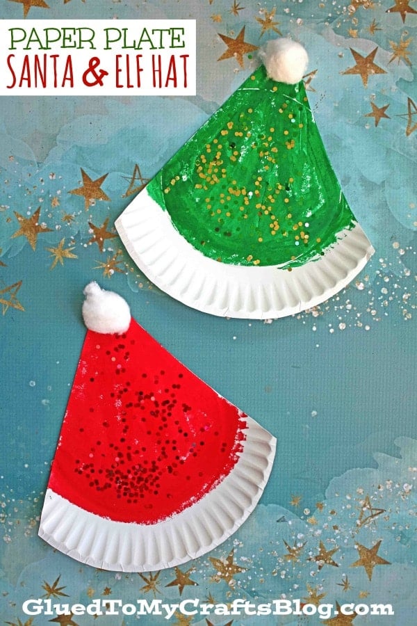 paper plate santa and elf hats