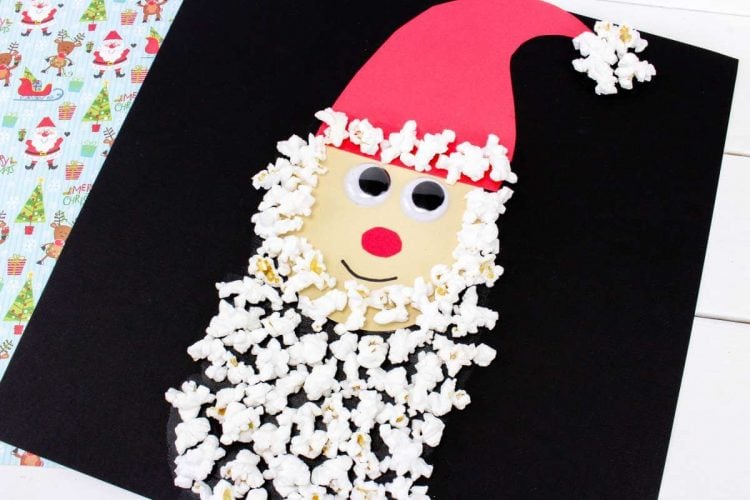 popcorn beard and hair on paper santa