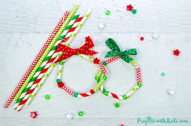 tiny christmas wreaths made from straws