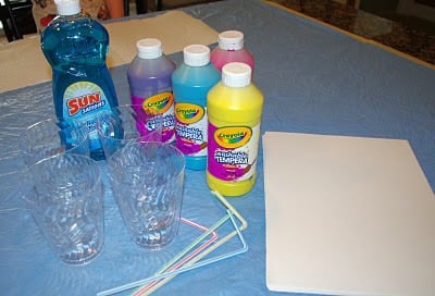 supplies for making cups of paint