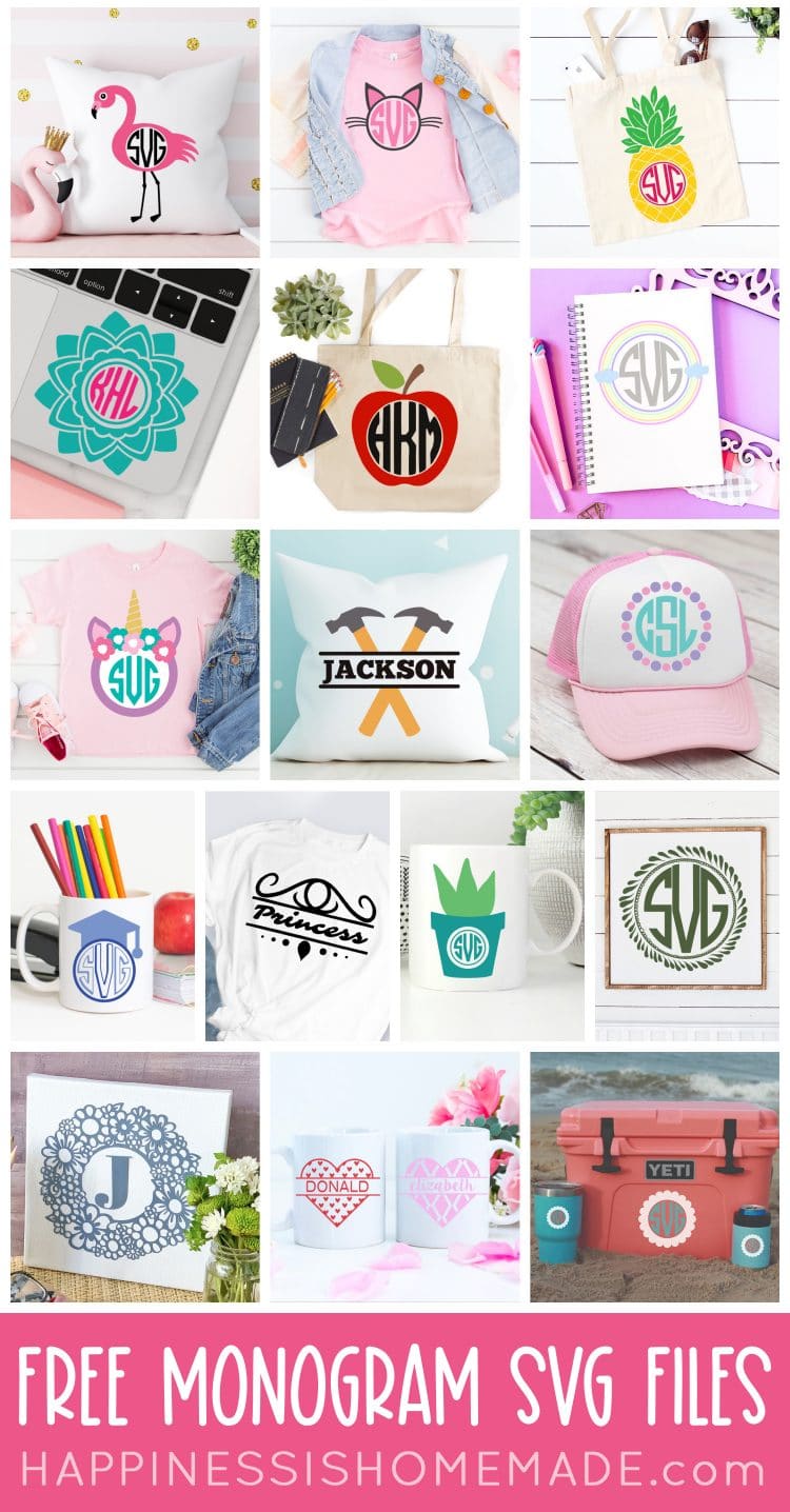 free monogram svg files on completed projects collage