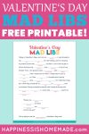 Free Printable Valentines Day Mad Libs pin pink