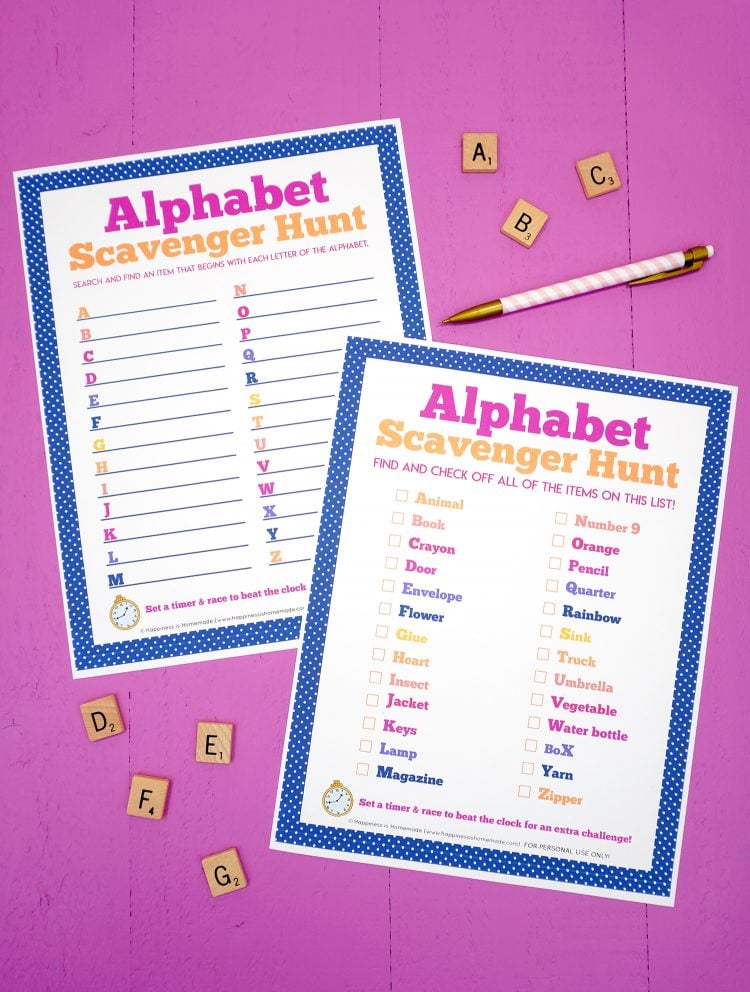 free printable alphabet scavenger hunt activity