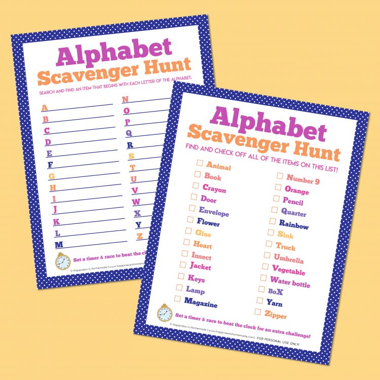 free printable alphabet scavenger hunt activity