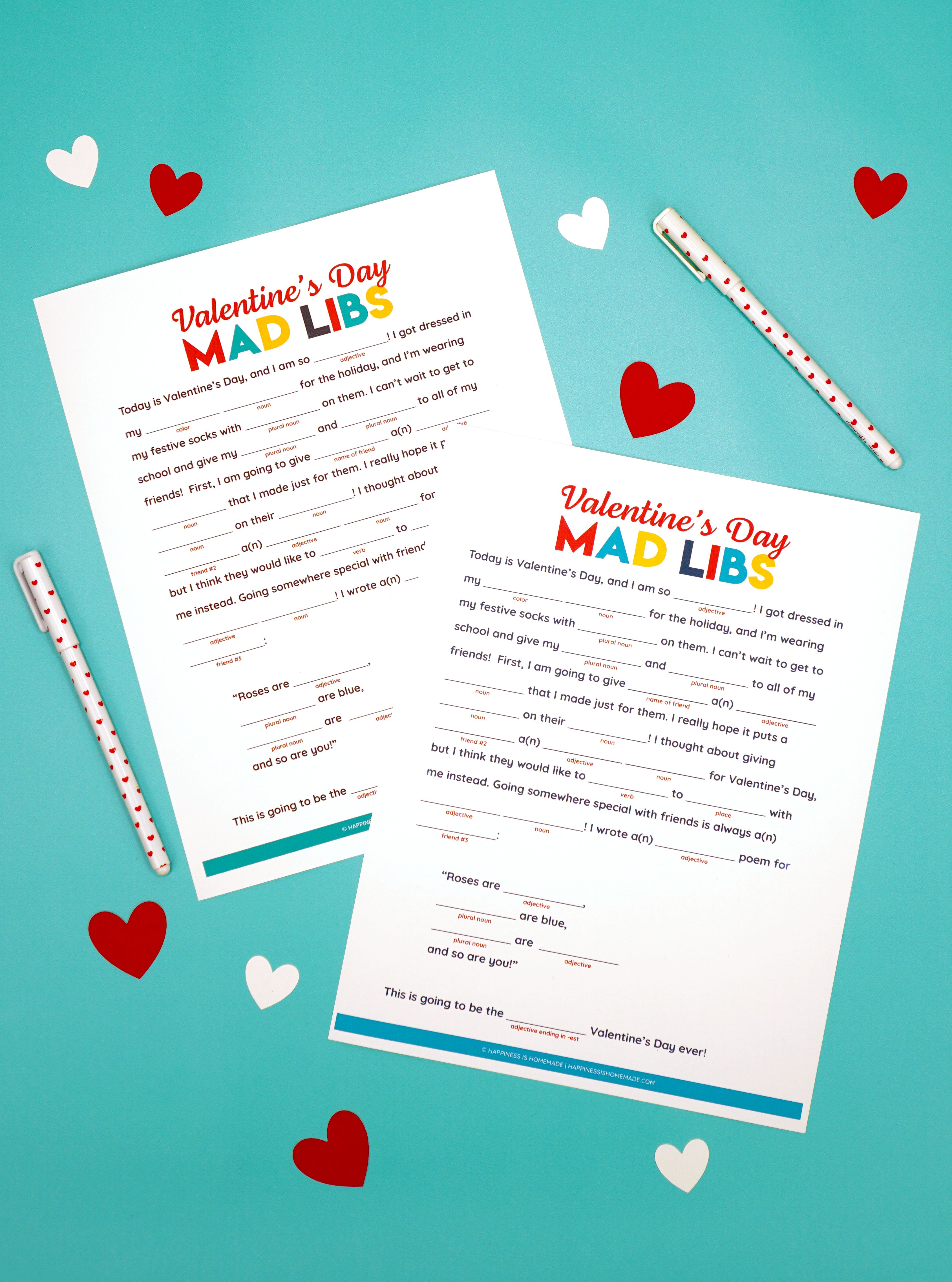 Mad Libs 16 Valentines Cards 16 Pencils Vocabulary Word Puzzles Educational