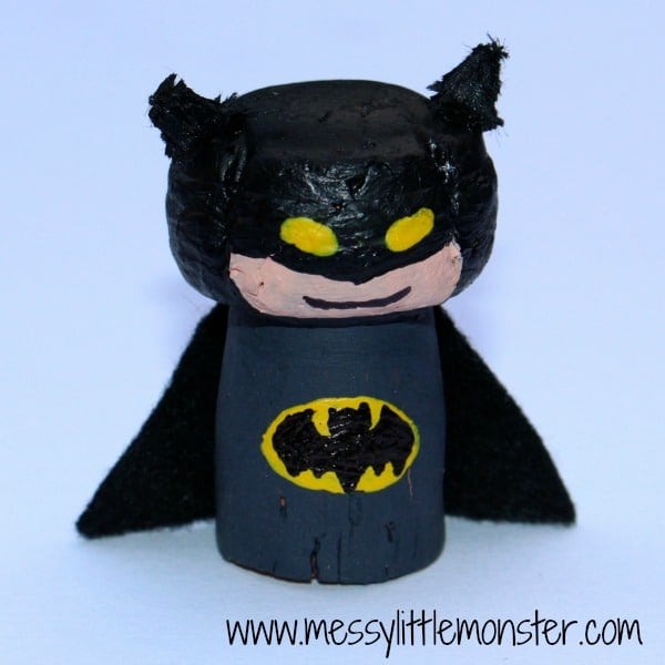 batman toy made from a champagne cork