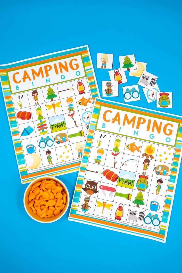 camping bingo printable game sheet