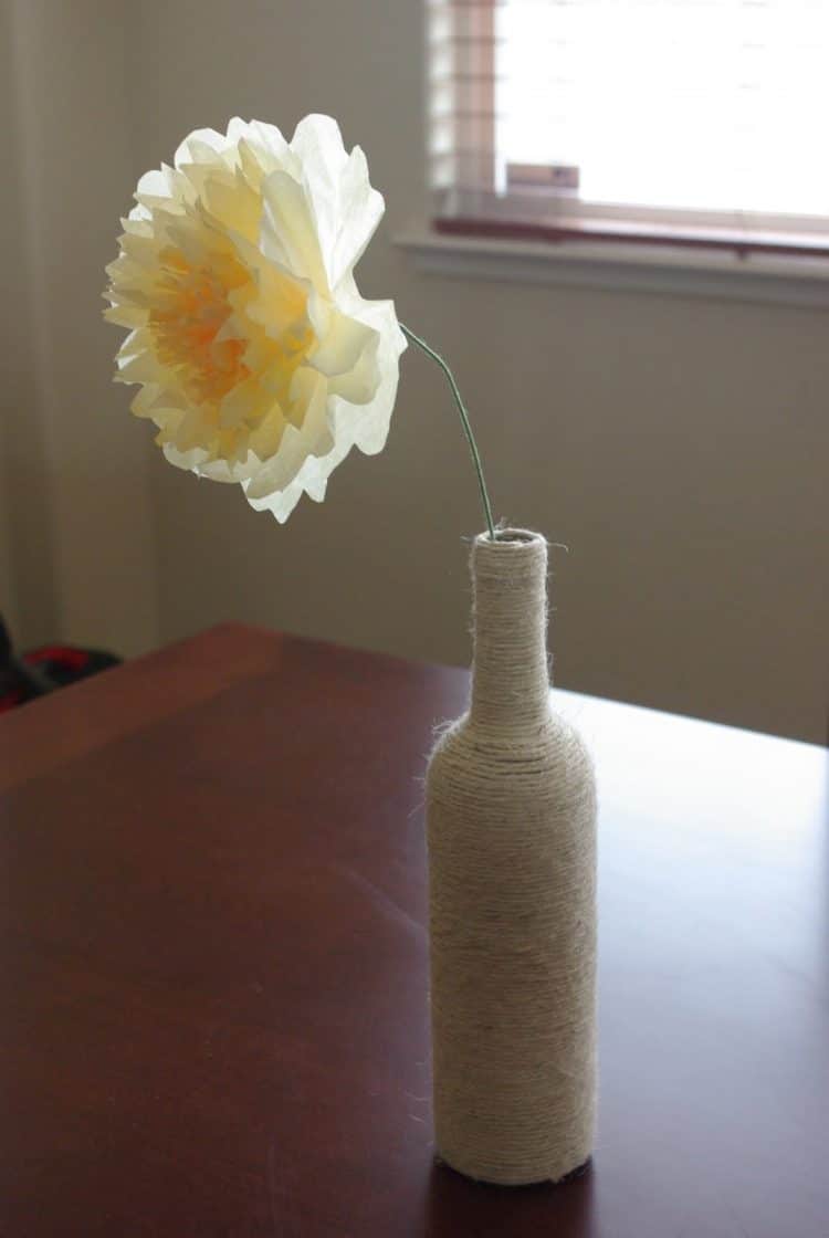 yellow paper flower made from coffee filter