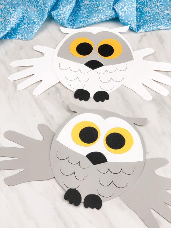 handprint snow owl craft for kids