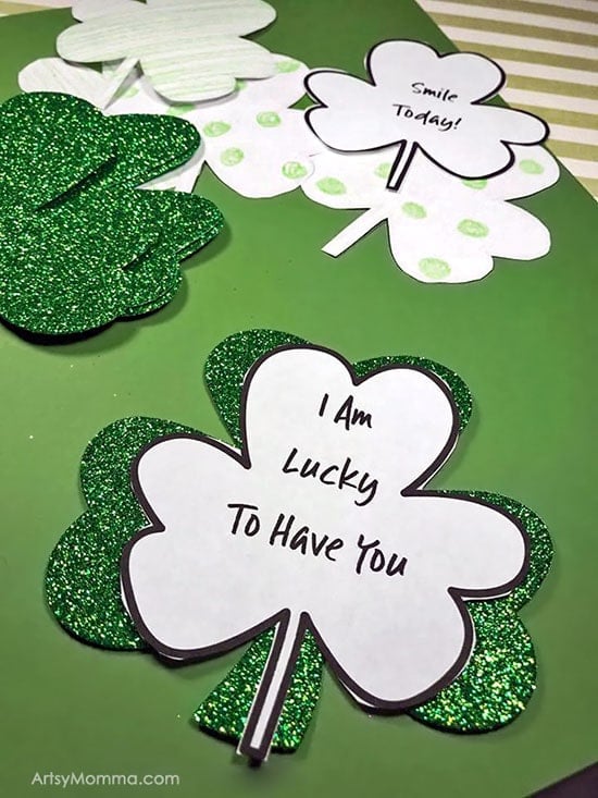 st patricks day kindness clovers with positive messages