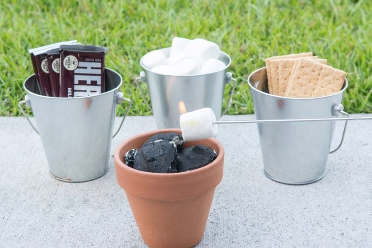 mini s'mores ingredients in pots