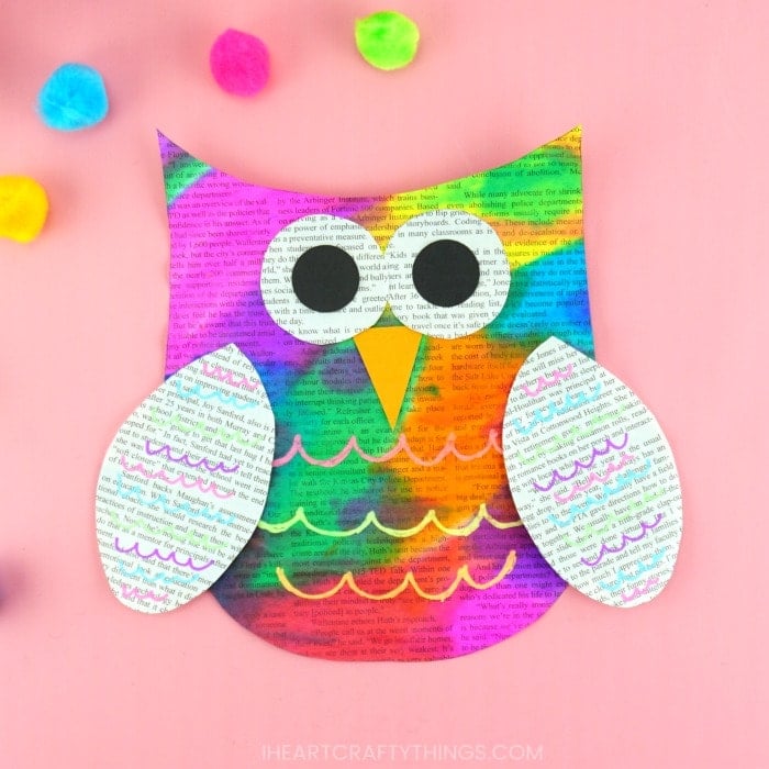 colorful newspaper owl craft 