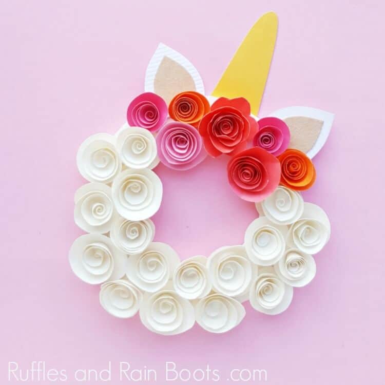 rolled paper flower unicorn wreath