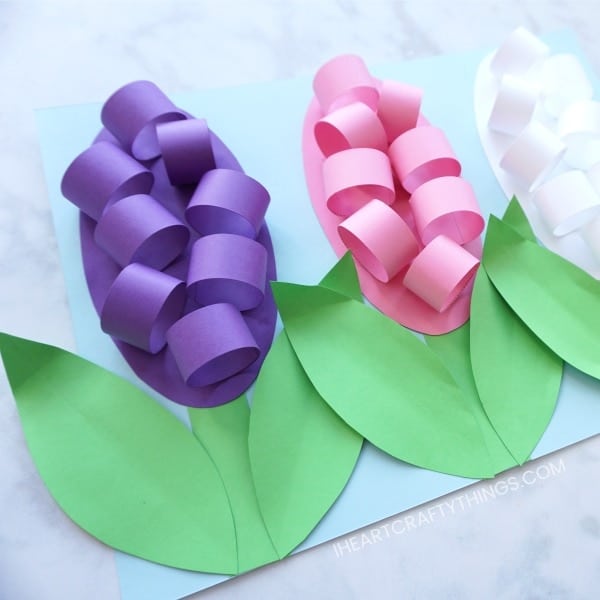 paper flower hyacinths on table